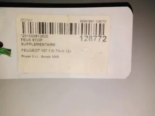 Feux Stop Supplementaire - PEUGEOT 107 PHASE 2 - 80901601128772